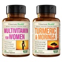 Vimerson helse kvinners multivitamin og gurkemeie Moringa Supplement for immunstøtte, energi, humør, hår, hud, negler, ledd og digestion.