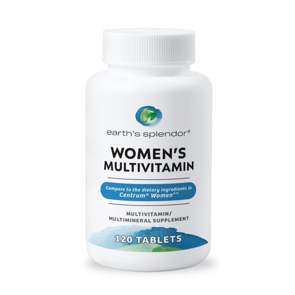 Jordens Splendor Women's Multivitamin, Total velvære støtte, Multiminerale kosttilskudd, hjelper støtte metabolisme, vitamin B12, vitamin A, C, D, E, K, B6, Biotin (120 Immune Support Tabletter)