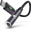 Strouchi USB C til 3,5mm Dongle Adapter, USB C til 3,5mm Hodetelefon Jack Hi-Fi DAC Kompatibel med iPhone 15 Pixel 8 7/6a/6/5, iPad Mini 6, Samsung Galaxy S22/S21/S20 Plus Ultra, Note 20/10- Grå