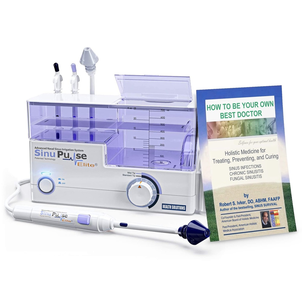 SinuPulse Elite Advanced Nasal Irrigation System, Pulsering Nasal Congestion Relief & Sinus Rinse Machine, mer effektiv enn Neti Pot, Nese Spray eller Nasal Vaskeflaske, med 30 SinuAir Packets