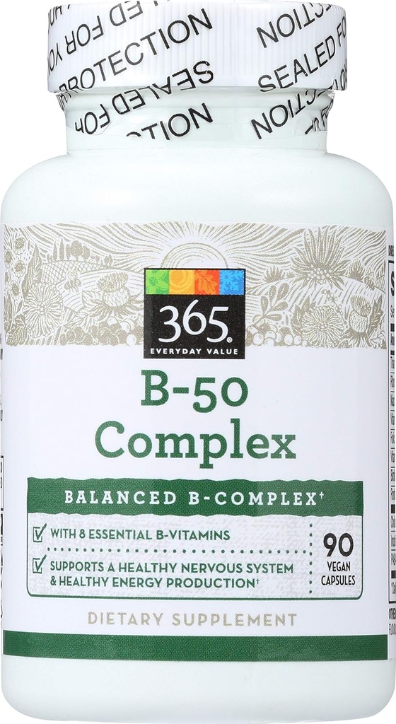 365 av hele matmarked, B – 50 kompleks, 90 ct, emballasje mai Vary