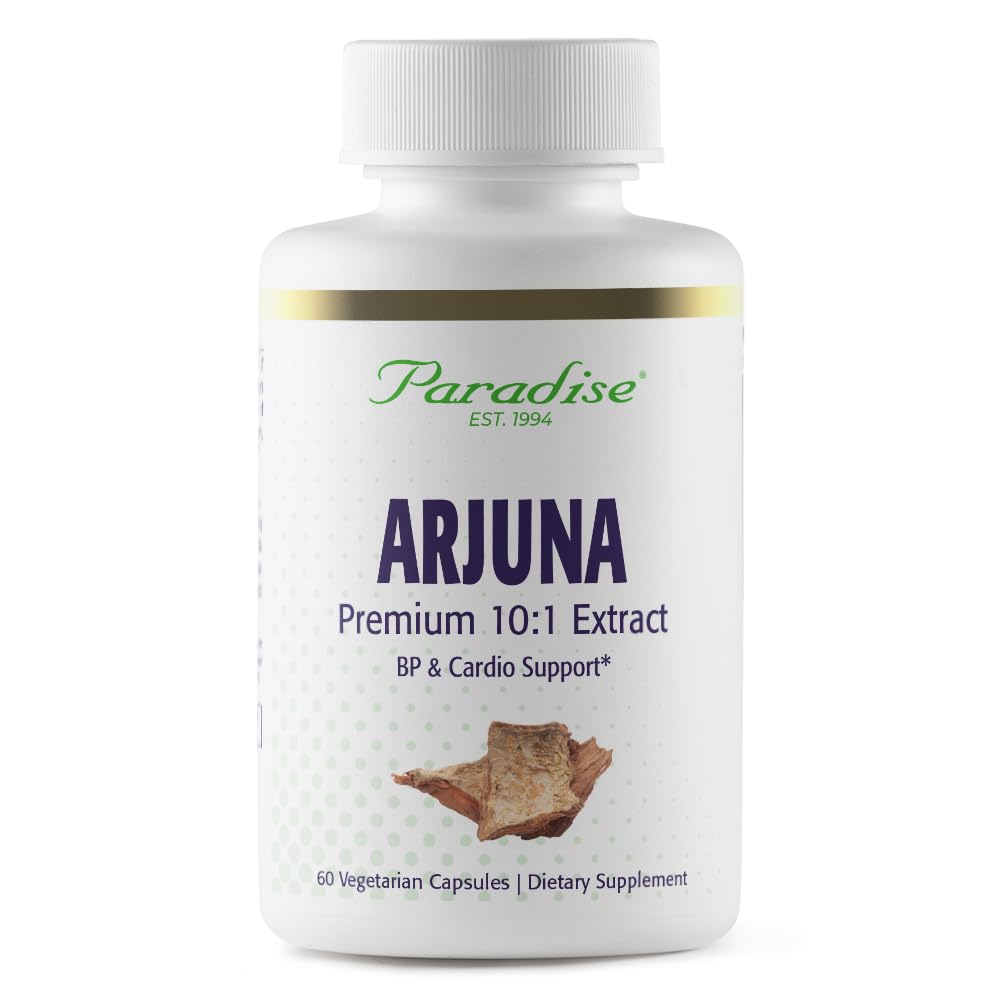 Paradise urter Arjuna, kardiovaskulær støtte, blodtrykk vedlikehold, hjerte helse, antioksidant kosttilskudd, vegan, ikke-GMO, Glutenfri, 60 vegetariske kapsler