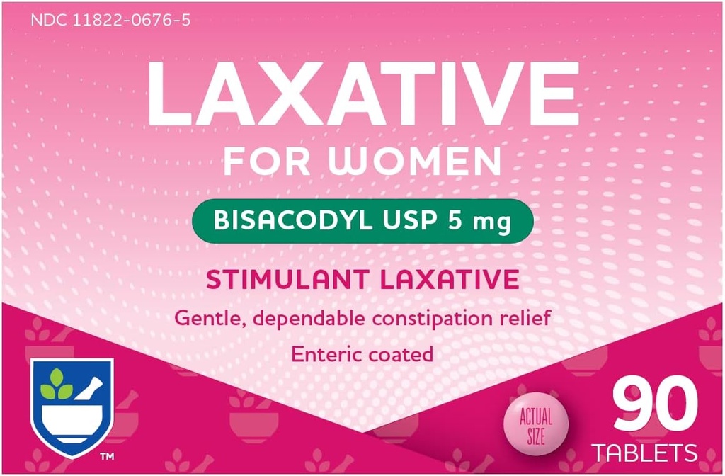 Rite Aid Stimulant Laxative Tabletter, Bisacodyl USP, 5 mg - 90 greve | Svalbar relief | Belagt for enkel svelging | kvinners helse | Stool Softener