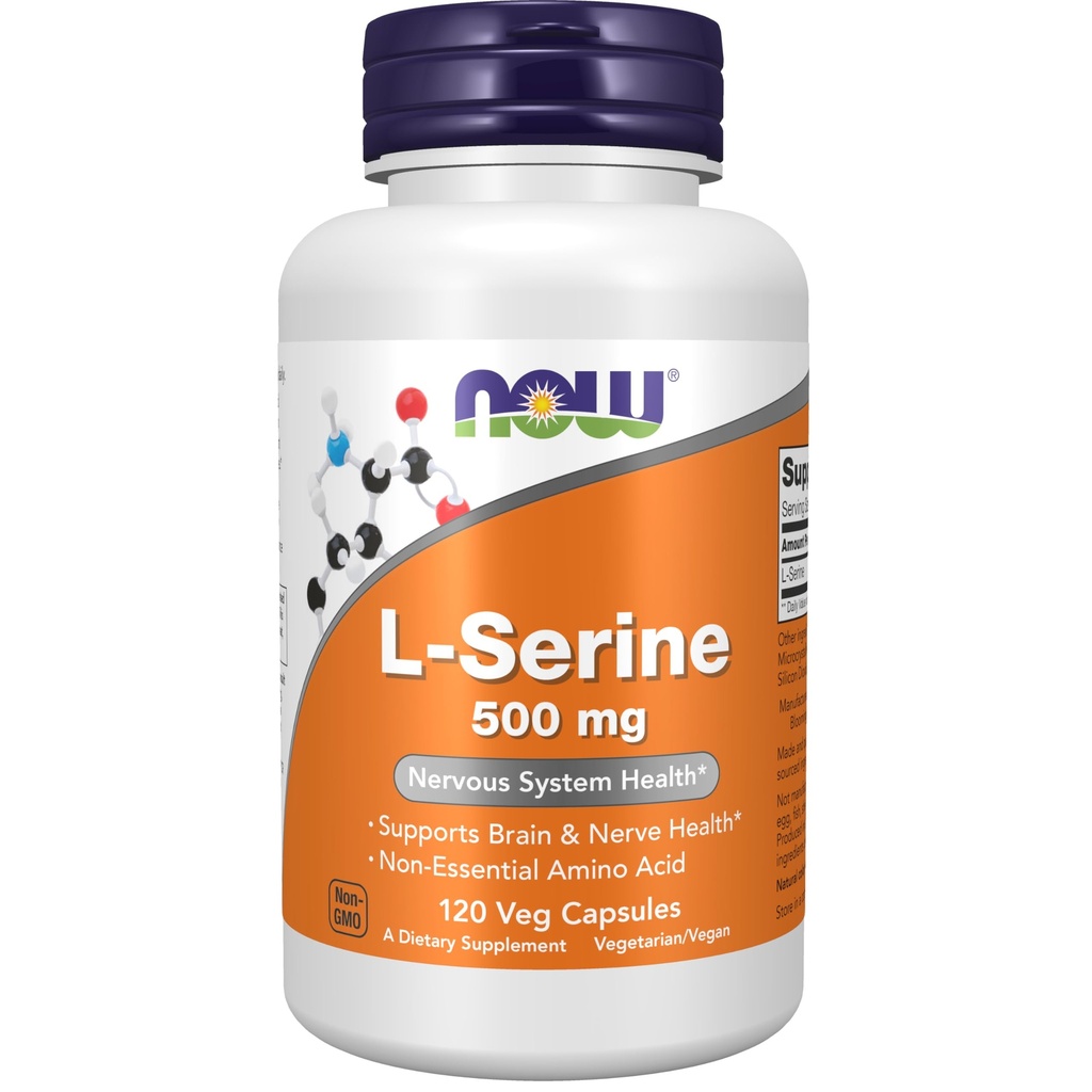 NU Supplements, L-Serine 500 mg, nervesystem helse, 120 Veg Kapsler