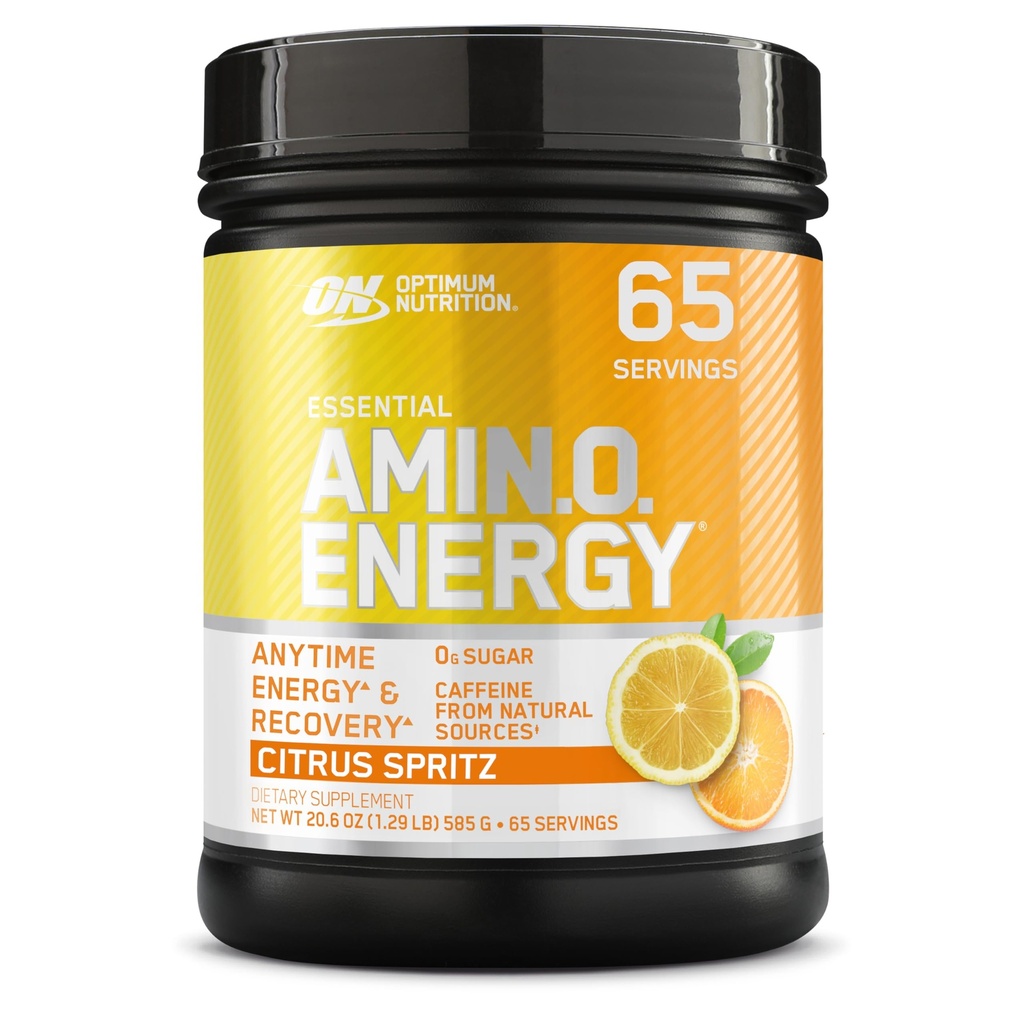 Optimum Nutrition New Flavor Amino Energi - Pre Workout med grønn te, BCAA, Aminosyrer, Ketovennlig, Grønn kaffeekstrakt, Energipulver - Citrus Spritz, 65 Serveringer (Packaging May Vary)