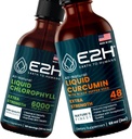 E2H: Flytende klorofyll og flytende turmeric curcumin | Vegan, ikke-GMO - 2 Fl Oz Hver (4 Fl Oz Totalt) - Bundle
