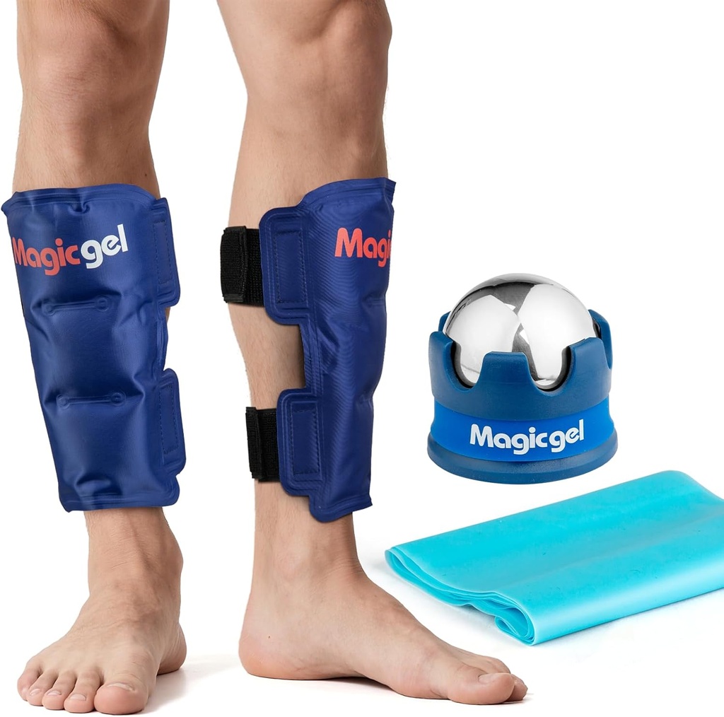 Shin Splint Relief: Hot & Cold Packs, Cryoball & Stretch Bands for Shin Splints 中 Hot & Cold Therapy for Ben smerte Relief