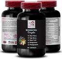 Næringsstoffer Boost - RESVERATROL COMPEX - Berry fordeler, kraftige antioksidanter, Goji Berry støtte, eldbær styrke, daglig støtte, Pomegranate energi, hele maten, Flavorful energi 1 flaske 60 Caps