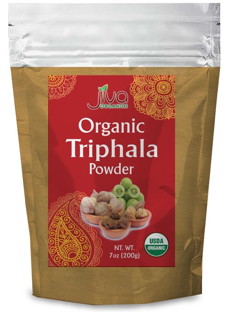Jiva Organics Organic Triphala Powder 7 Ounce Bag - Ground Amla, Bhibitaki og Haritaki Frukter Blandet, 100% Naturlig & Ikke-GMO
