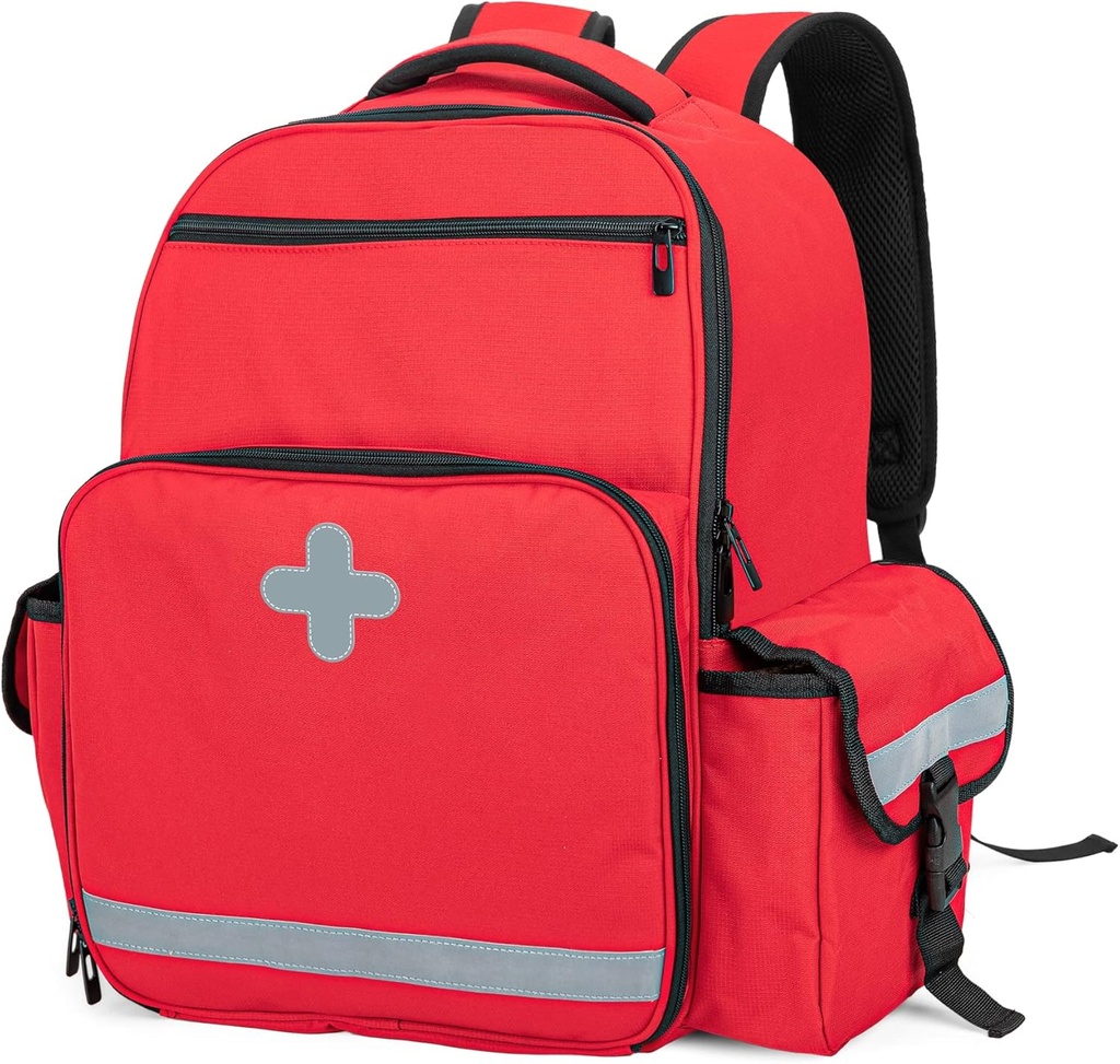 CURMIO Emergency Medical Backpack Tom, First Responseer EMT Bag for EMS, Camping, Vandring, Hjem Helse, Feltturer, Rød (Bag Only, Patented Design)