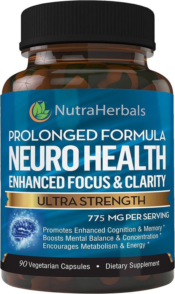 Brain Booster Supplement -90 Day Supply-Nootropics Mental Clarity, minne og fokus. Vitenskapelig formulert for langvarig ytelse - DMAE, Bacopa Monnieri, Rhodiola Rosea.