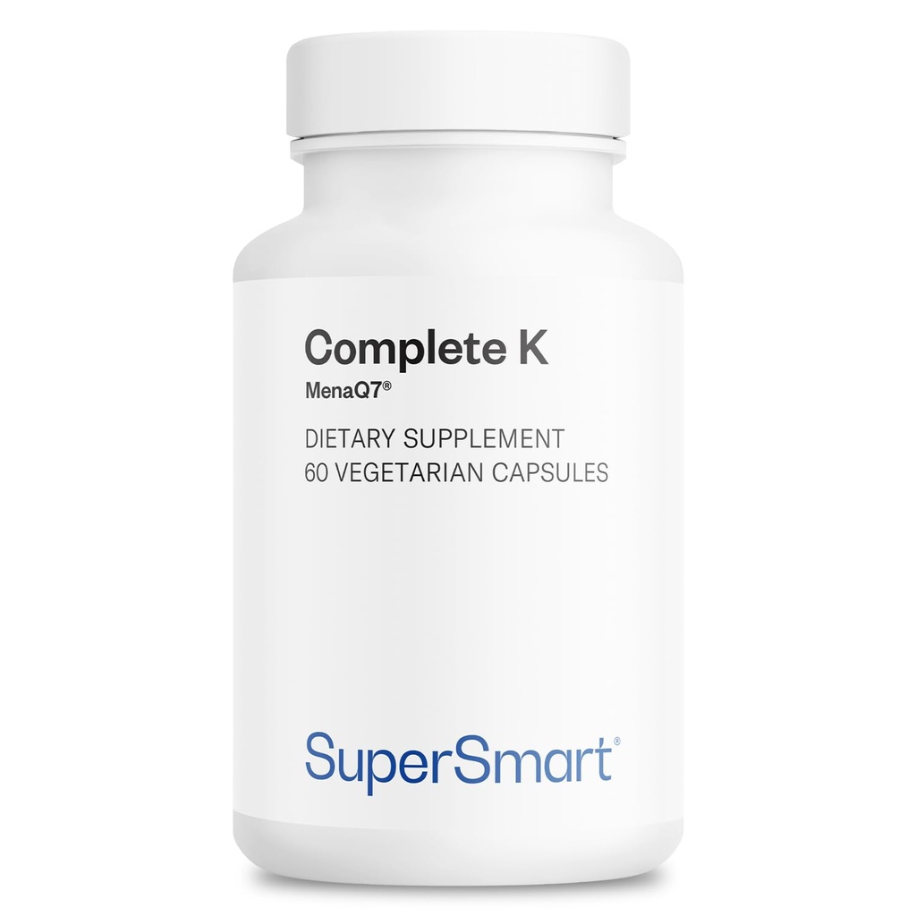 Supersmart - Komplett K - med K1, K2 (MK4 + MK7) - Full Spectrum Vitamin K Supplement ikke-GMO & Glutenfri - 60 Vegetariske kapsler