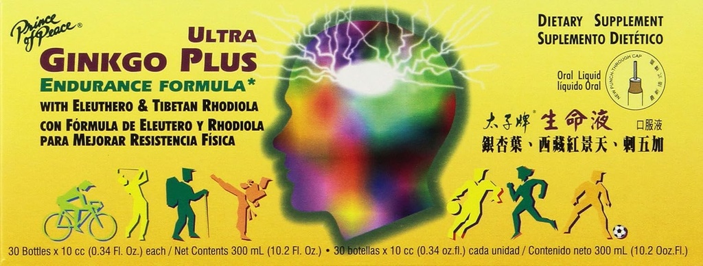 Prins av fred - Ultra Ginkgo Plus, 30 flasker, 0.34 OZ/Each, 10,2 fl oz