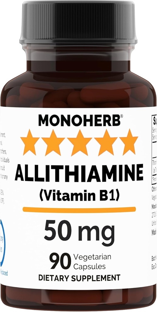 MONOHERB Allithiamin vitamin B1 50 mg per kapsel - 90 vegetariske kapsler