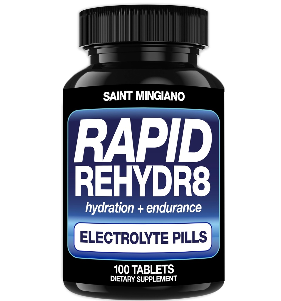 Rapid Rehydr8 Electrolyte Tabletter 100 kapsler – Hydration piller Aid i Forebygging av krumming og støtter muskel utholdenhet og gjenoppretting - 100 lett å svelge kapsler