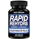 Rapid Rehydr8 Electrolyte Tabletter 100 kapsler – Hydration piller Aid i Forebygging av krumming og støtter muskel utholdenhet og gjenoppretting - 100 lett å svelge kapsler