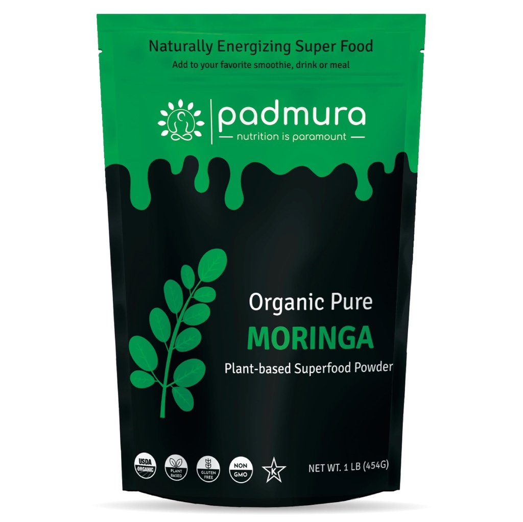 Organic Moringa Powder 16 OZ - 1 LB | Moringa Oleifera Leaf pulver Naturlig Superfood | USDA Organic Certified | Kosher | Ikke GMO | Glutenfri