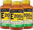 MASON NATURAL vitamin E 90 mg (200 IE) - Antioksidant og essensiell næringsstoff, sunn immunsystem, hud og øyne, hele kroppens kosttilskudd, 100 Softgels (pakke med 3)