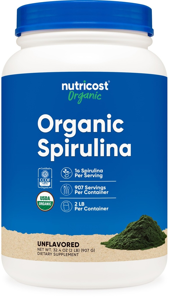 Nutricost organisk spirulina pulver 2 LB - ren, sertifisert organisk spirulina