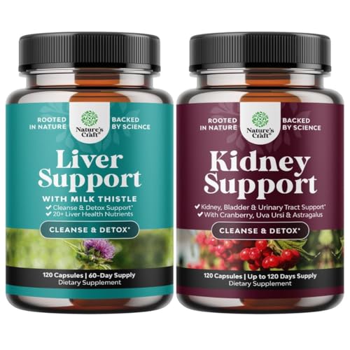 Bundle of Liver Cleanse Detox & Reparasjon - Melk Thistle with Dandelion Root Choline Beetroot Artichoke Extract og avansert nynorsk støtte - Cranberry Extract with Uva Ursi Sting Nettle Astragalus
