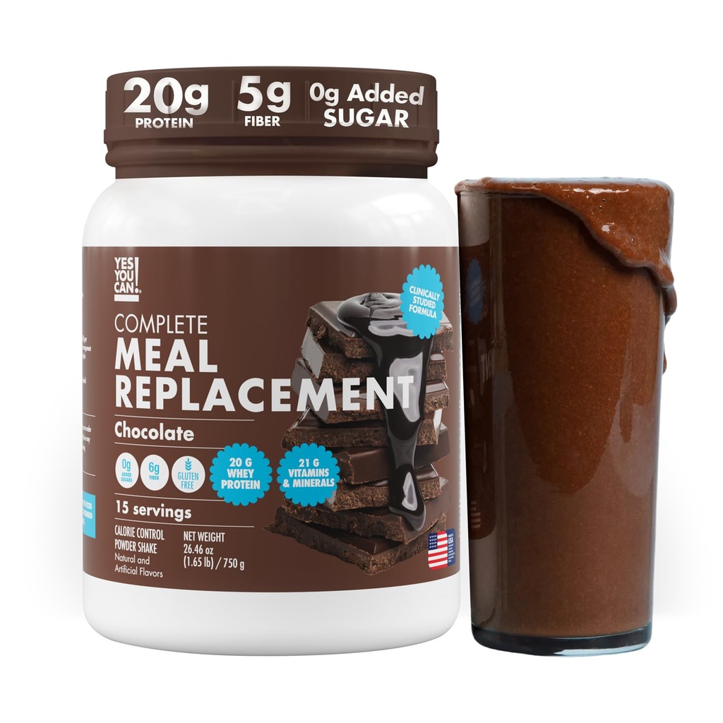 Ja du kan! Måltid Replacering Shake - 20G Protein, 5G Fiber, 21 vitaminer og mineraler, 0G Lagt sukker - Måltid Replacering Protein pulver - Komplet all-in-One Nutrition - 15 Services (Chokolate)