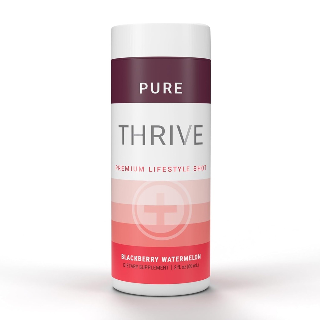 THRIVE by Le-Vel Energy Shot - Svartbær vannmelon | 2 fl oz | 12 greve | Ren, sukker-fri, null-kalori energi Booster | Naturlig energi Supplement med B-vitaminer | Sunn koffein Shot