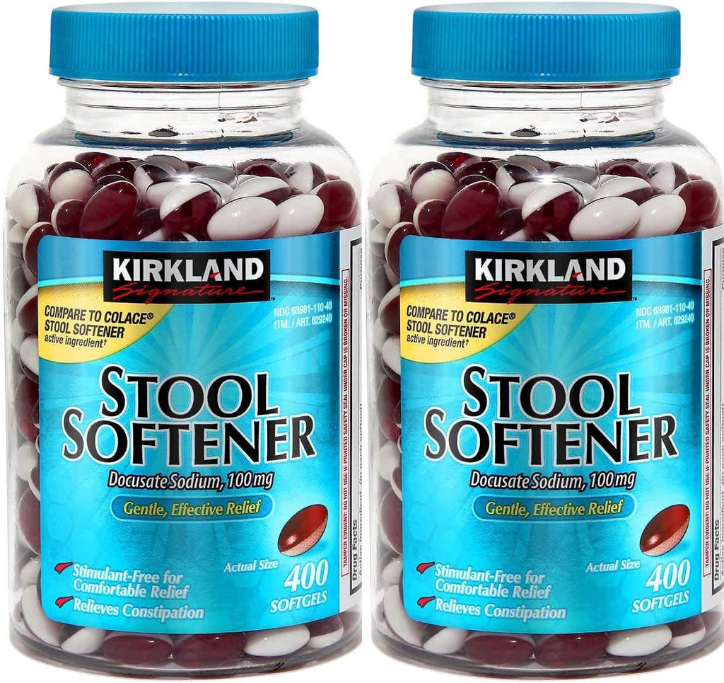 Kirkland Signature Stool Softener Dokusat Natrium 100 mg, 800 Softgels/2Bottle