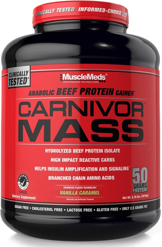 MuscleMeds Carnivor Mass Diet Supplement, Vanilla Caramel, 5,78 pund (002658)