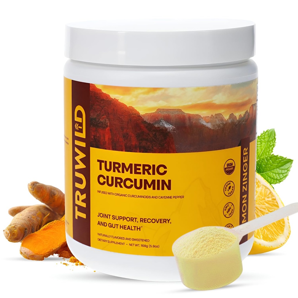 TruWild Vegansk Turmeric Curcumin Drink Blande pulver med organiske curcuminoider Black Pepper Ginger å støtte velvære og felles helse, Alt naturlig laget i USA, 20 Serveringer