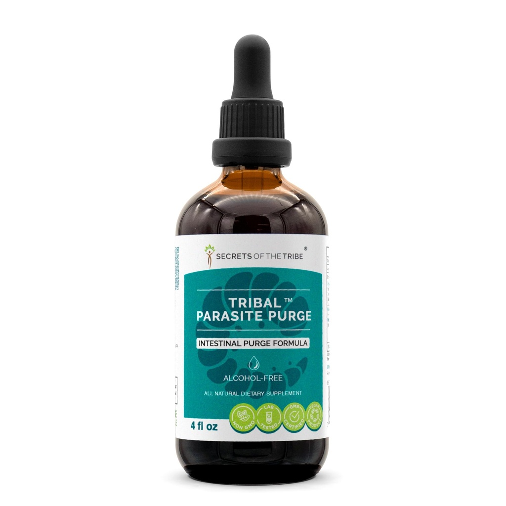 Hemmeligheter i Tribe Tribal Parasite alkohol-fri ekstrakt, høy potens Herbal Drops, Tinktur laget av tranebær, hvitløk, svart Walnut, OSHA, Wormwood, Pumpkin. Intestinal Purge Formula 4 oz