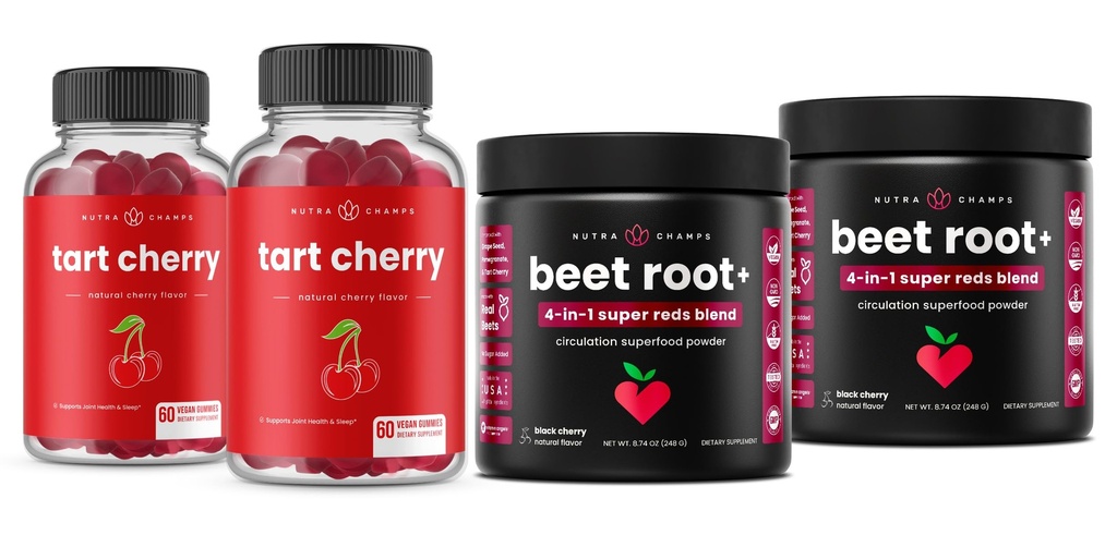 NutraChamps Tart Cherry Gummies & Beet Root pulver