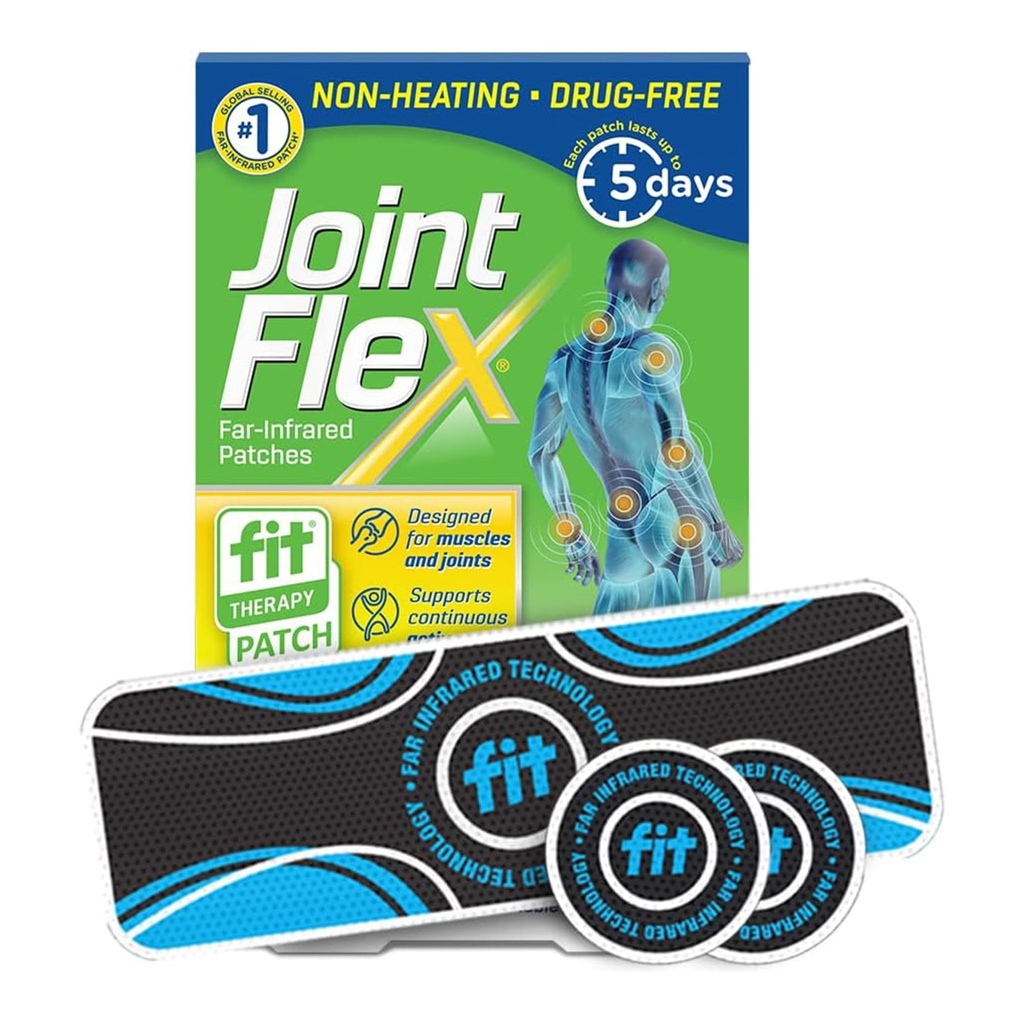 JointFlex FIT Therapy Far Infrarød Patch Prøvepakke, støtter kontinuerlig aktiv mobilitet for muskler og ledd, opptil 5 dager/patch, vannbestandig, ikke-varmende, narkotikafri—3-ct, 1 rektangulær / 2 runde
