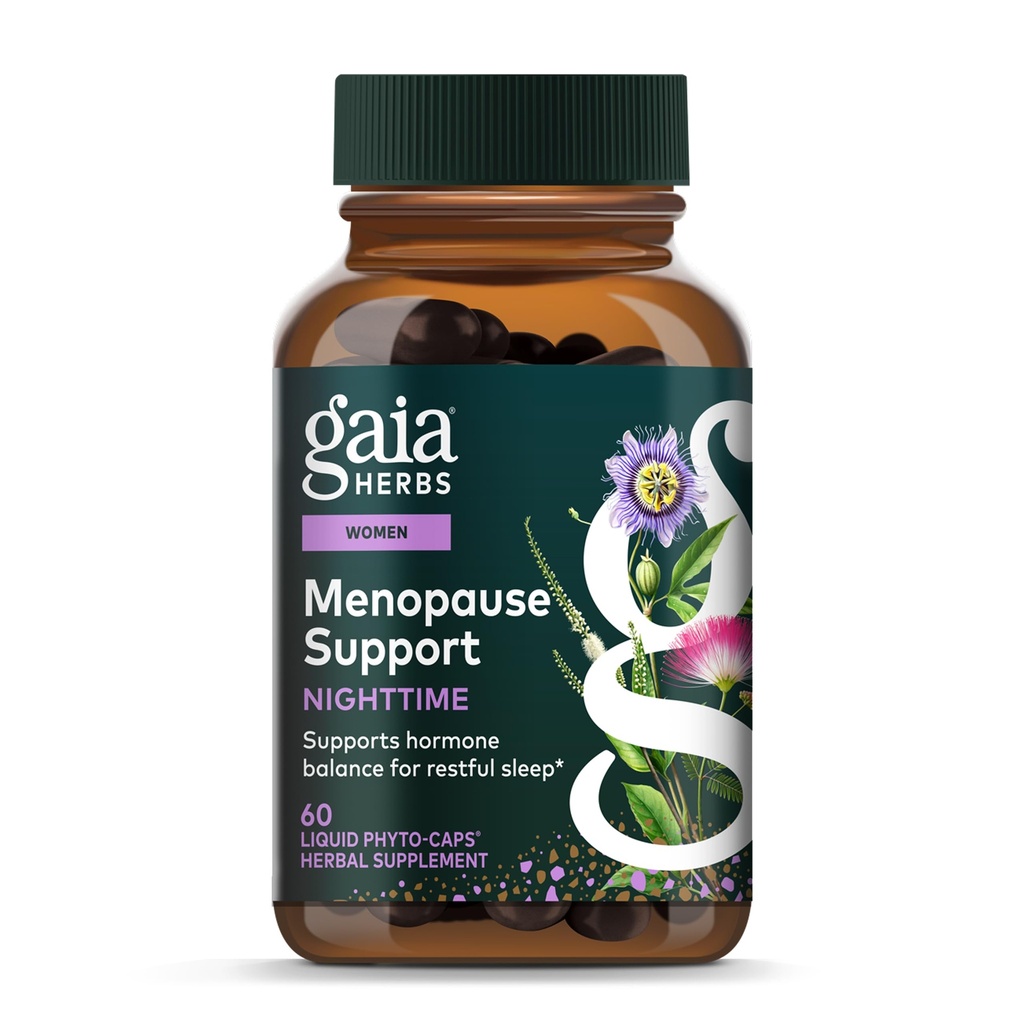 Gaia Urter Natttid Comfort - Menopause Supplement for kvinner - med Black Cohosh, Mimosa, Passionflower & St. John's Wort - 60 Vegan flytende fyto-kaps (30 Services)
