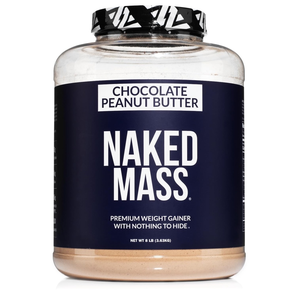 NAKED sjokolade peanut smør masse - 1,280 kalorier, 50G protein, ingenting kunstig. Alle naturlige vekt gevinster protein pulver - 8Lb bulk, GMO gratis, glutenfri og soya gratis