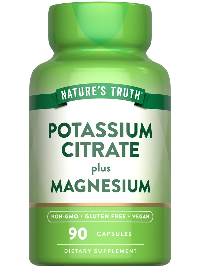 Naturens sannhet Kalium Magnesium Citrate Kapsler | 90 greve | Vegansk, ikke-GMO & Glutenfri Supplement