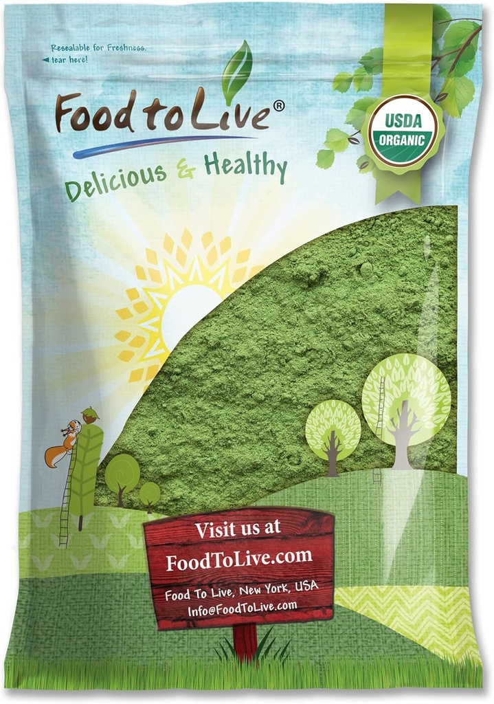 Organisk SuperGreens pulver blanding, 6 pund - Blandet Kale, Moringa, Spirulina, hvetegras pulver. Ikke-GMO, ren, vegansk, bulk. Rik på antioksidanter, Klorofyll. Flott for juices, smoothies, baking