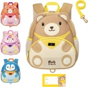 BabbleRoo Todler ryggsekk, Kids ryggsekk - Lys & behagelig, Vannbestandig Neopren, Leash for Toddlers 1-3, Reflekterende striper for synlighet, Animal ryggsekk, Bob The Bear
