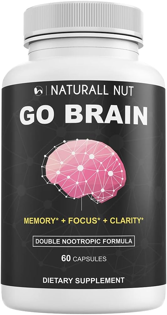 Go Brain Double Nootropic Formula, Brain Kosttilskudd for hukommelse og fokus Vitaminer, Ginkgo Biloba, Dmae Supplement, Bacopa Monnieri Supplement, Minne vitaminer Hjerne for kvinner og menn