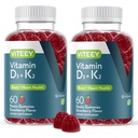 VITEEY Vitamin D3 K2 Gummies - 1000 IU Vitamin D3 og K2 100mcg - Bein og hjerte Helse for voksne og tenåringer - Vegetarisk, Gelatinfri, GMO Gratis - Tett Chewable D3K2 Vitaminer Strawberry Flavored Gummy