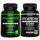 Arachidonsyre (150 kapsler) - Muskel og styrke Supplement for muskelmasse og gjenoppretting for menn og kvinner og Epicatechin Extract (60 kapsler) støtter Lean Muscle Pump & Gains - Ikke-GMO & Vegan