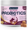 Probiotika for hunder - Hundeprobiotika for digestiv helse, prebiotiske, digestive enzymer for hunder med pumpkin, Omega-3, støtte gut, immunforsvar, diarrea, 120 myk Chews