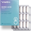 VWELL Boric Acid Vaginal Suppositories - opprettholder og balanser Sunn Vaginal pH & Microbiom å administrere Odor Itch brennende irritation intimitet - leger anbefalt (En størrelse, 30, greve)