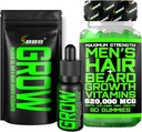 Skjeggvekstsett w/Grow XXL Beard Olje/Serum for ansiktshårvekst for menn + maksimal styrke 620 000mcg 14-i-1 BIOTIN Ansiktshårvekstvitaminer for menn - Formulert i Amerika