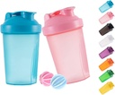 Shakerflaske proteinshakes og 16-Ounce/400ML Shaker-Bottle med Whisk Balls,Non-BPA plast(Blue+Pink(2PCS))