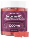 kindnature Berberine Gummies 1000mg med ceylon cinnamon & Resveratrol - Sugar-fri Vegan Supplement for blodsukk støtte, metabolisme, cravings velvære - Ikke-GMO, Glutenfri