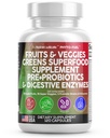 Ren Nutraceuticals Frukter og grønnsaker Supplement Røde og Grønn Superfood - Balanse på over 70 frukt og grønnsaker Kosttilskudd Kapsler med Probiotika Prebiotika Digestive Enzymer - 120 Ct USA