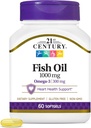 21. århundre fisk olje 1000 Mg Softgels, 60 greve (pakke av 2)