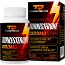 Testosteron Booster, Turkesteron Supplement 1300mg Ultra høy styrke (Ajuga Turkestanica Extract Std. til 20% Testosteron), for Athletic ytelse og muskelmasse,120 kapsler
