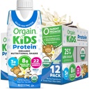 Orgain Organic Kids Nutritional Protein Shake, Vanilla, Sunn Kids Snacks, 8g Dairy Protein, 3g Fiber, 22 vitaminer og mineraler, Ingen soya ingredienser, Glutenfri, Ikke-GMO, 8,25 Fl Oz (pakke av 12)