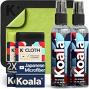 Koala brilleglass linse renere sprøytesett | (2x) glass renere flaske + (2x) mikrofiber Cloth | alkohol gratis briller, skjerm og kamera rengjøringssett | laget i USA (4 stykke sett)
